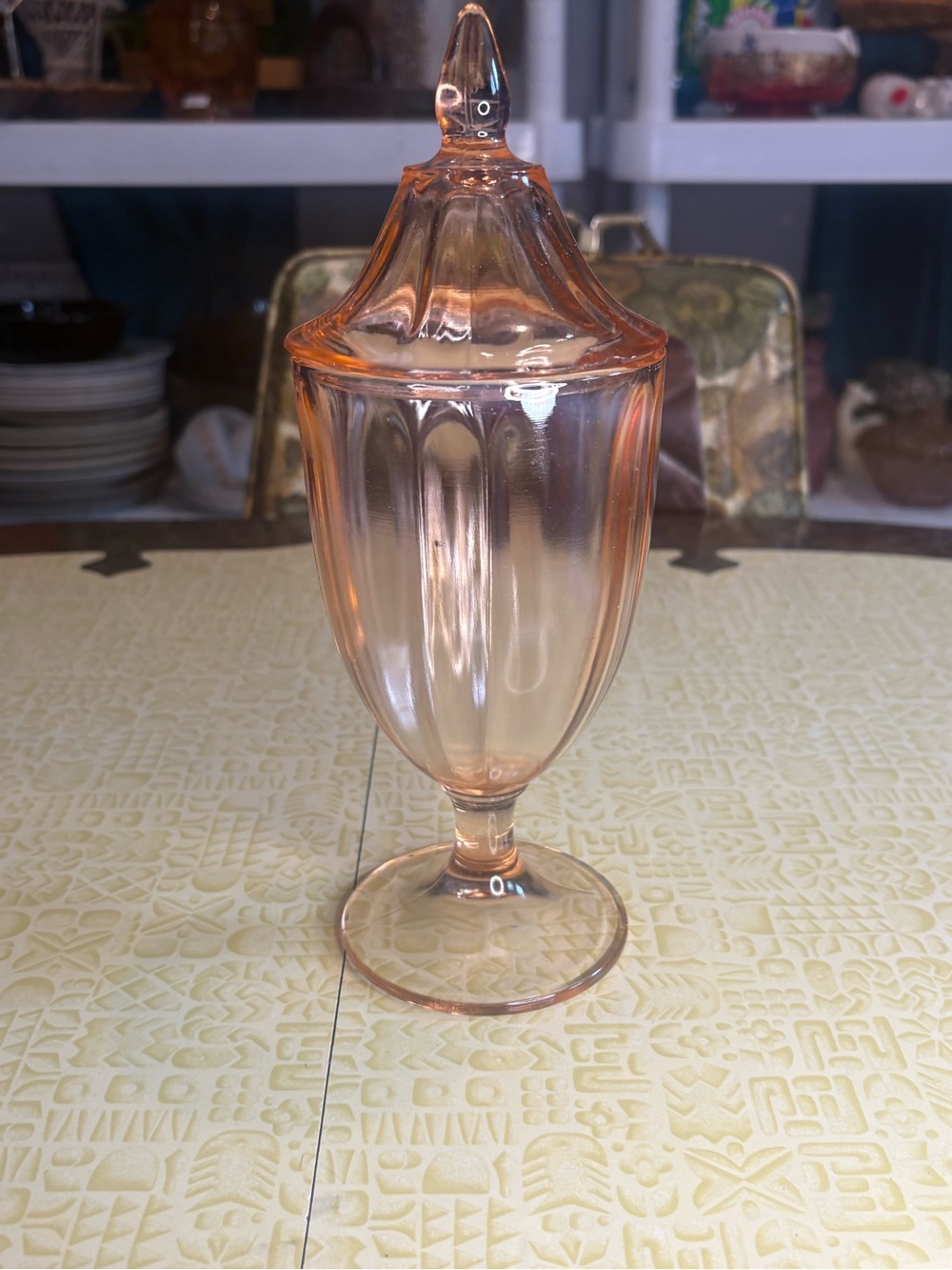 Vintage Pink Depression Glass Covered Compote - Picture 1 of 10